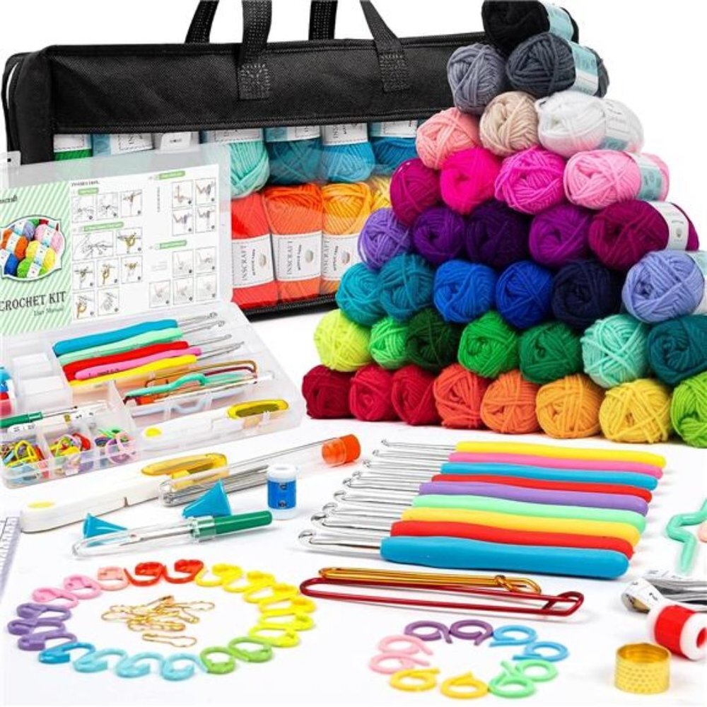 113Piece Crochet with Yarn Set–1600Yards Assorted Yarn 73PCS Crochet Accessories